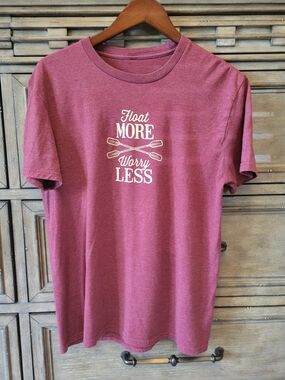 Float More Worry Less Men's Graphic Tee - Maroon